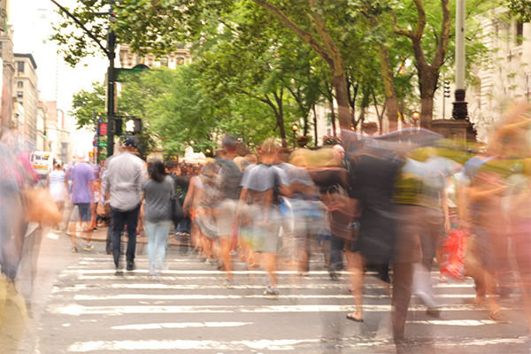 Blurred Pedestrians Using Crosswalk