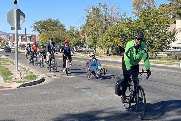 Grand Junction Community Engagement for the Pedestrian and Bicycle Plan: Bicyclists riding on street